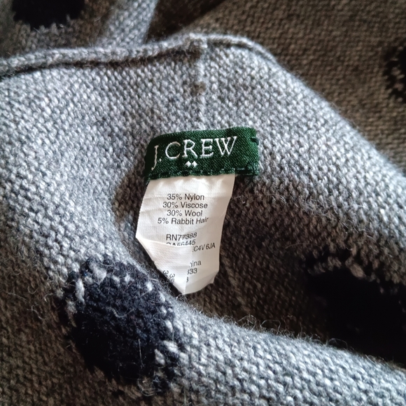 J CREW Grey + Blue Intarsia Polka Dot Infinity Scarf - Picture 3 of 3